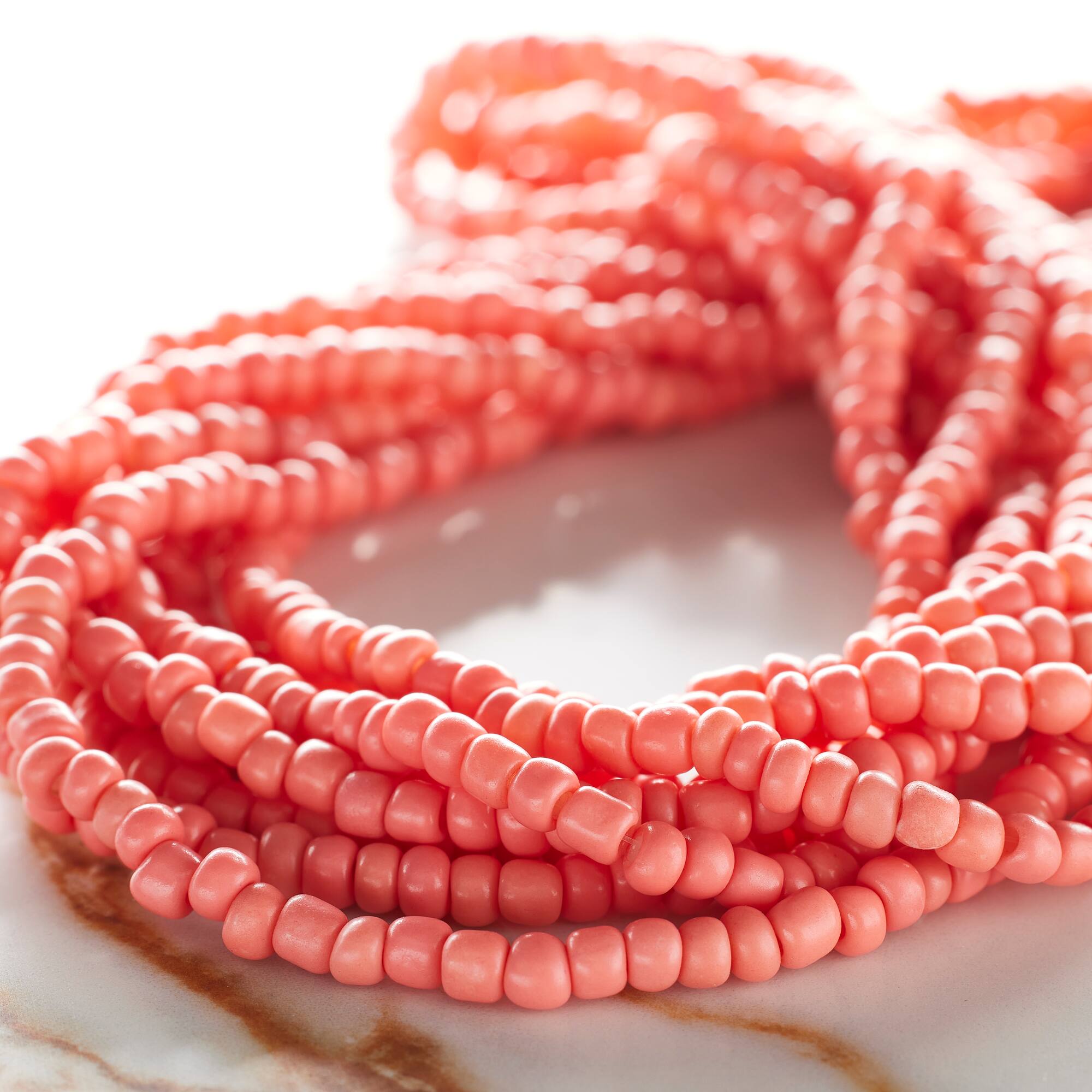 Coral Glass Medium Rondelle Seed Beads, 6/0 by Bead Landing™